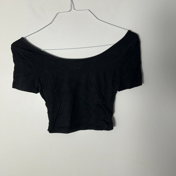 EUC Decree Womens Juniors Crop Black T Shirt Short Sleeve Small S EO - Picture 4 of 4
